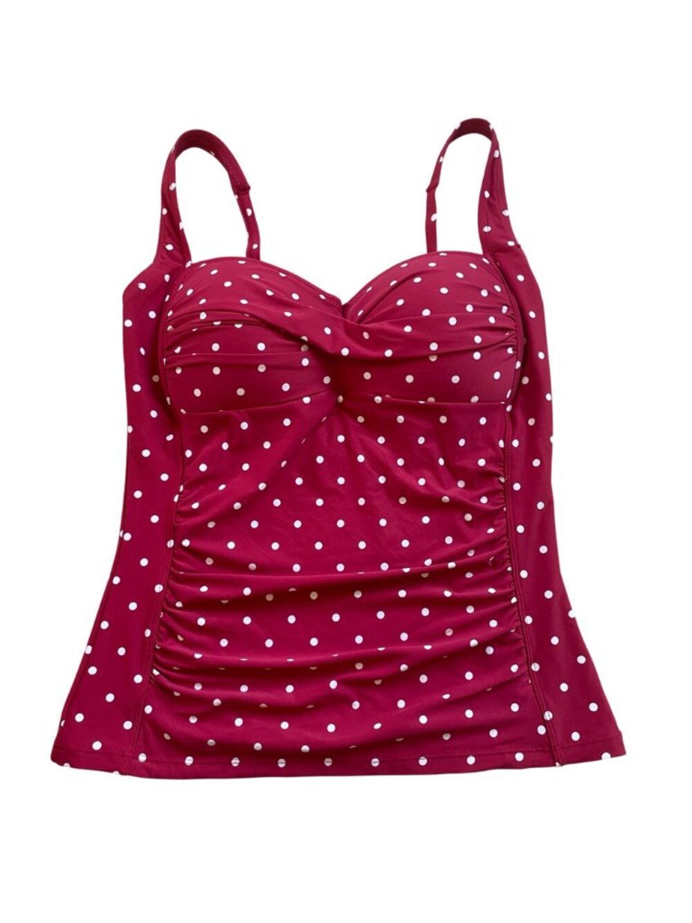 Nip Tuck Swim Red Polka Dot Tankini Set Size US 10 Full Coverage Bottoms Ruched - Picture 7 of 10